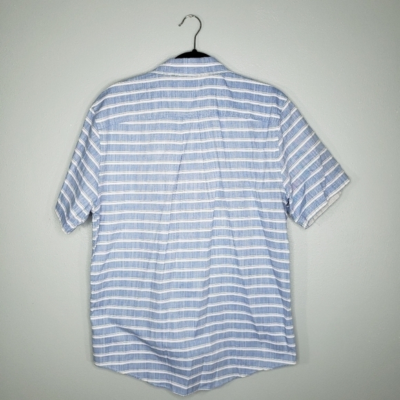 Joseph Abboud Men’s Blue White Striped Short Sleeve Button Down Shirt Medium - Picture 4 of 4